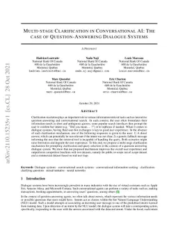 Multi-stage Clarification in Conversational AI: The case of
  Question-Answering Dialogue Systems