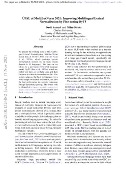 ÚFAL at MultiLexNorm 2021: Improving Multilingual Lexical
  Normalization by Fine-tuning ByT5