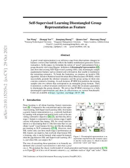 Self-Supervised Learning Disentangled Group Representation as Feature