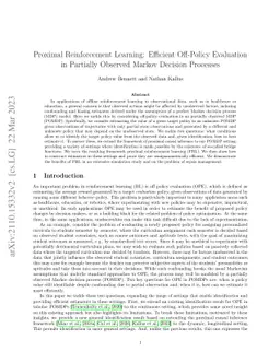 Proximal Reinforcement Learning: Efficient Off-Policy Evaluation in
  Partially Observed Markov Decision Processes