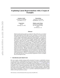 Explaining Latent Representations with a Corpus of Examples