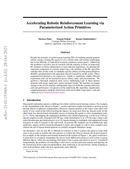 Accelerating Robotic Reinforcement Learning via Parameterized Action
  Primitives
