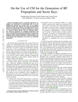 On the Use of CSI for the Generation of RF Fingerprints and Secret Keys