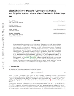 Stochastic Mirror Descent: Convergence Analysis and Adaptive Variants
  via the Mirror Stochastic Polyak Stepsize