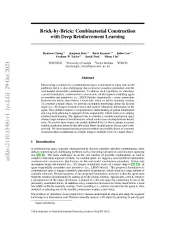 Brick-by-Brick: Combinatorial Construction with Deep Reinforcement
  Learning