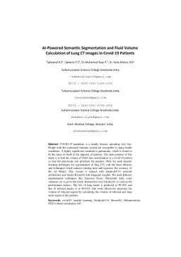 AI-Powered Semantic Segmentation and Fluid Volume Calculation of Lung CT
  images in Covid-19 Patients
