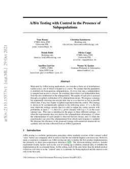 A/B/n Testing with Control in the Presence of Subpopulations