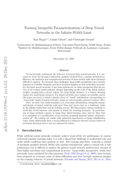 Training Integrable Parameterizations of Deep Neural Networks in the
  Infinite-Width Limit