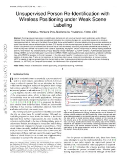 Unsupervised Person Re-Identification with Wireless Positioning under
  Weak Scene Labeling