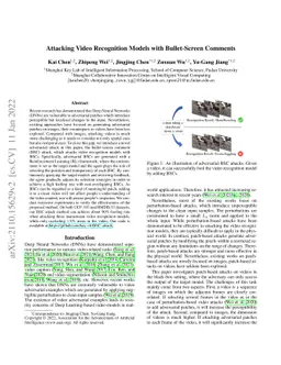 Attacking Video Recognition Models with Bullet-Screen Comments