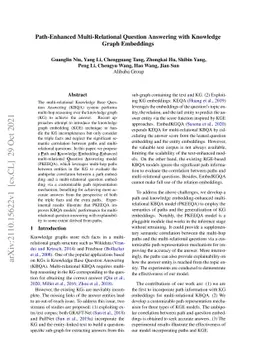 Path-Enhanced Multi-Relational Question Answering with Knowledge Graph
  Embeddings