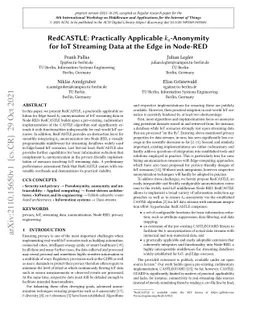 RedCASTLE: Practically Applicable $k_s$-Anonymity for IoT Streaming Data
  at the Edge in Node-RED