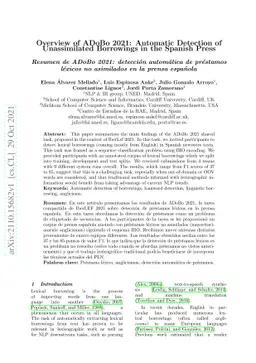 Overview of ADoBo 2021: Automatic Detection of Unassimilated Borrowings
  in the Spanish Press