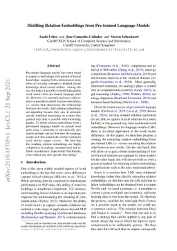 Distilling Relation Embeddings from Pre-trained Language Models
