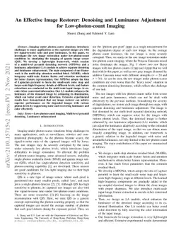An Effective Image Restorer: Denoising and Luminance Adjustment for
  Low-photon-count Imaging
