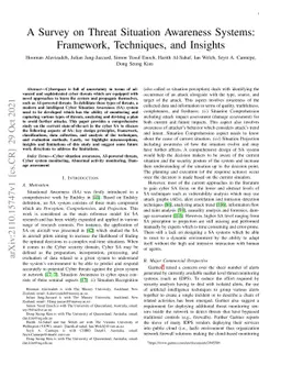 A Survey on Threat Situation Awareness Systems: Framework, Techniques,
  and Insights