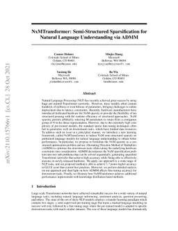 NxMTransformer: Semi-Structured Sparsification for Natural Language
  Understanding via ADMM