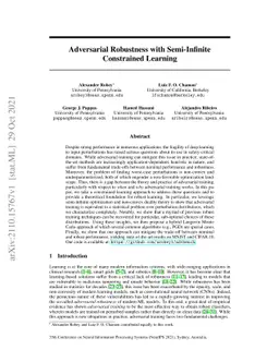 Adversarial Robustness with Semi-Infinite Constrained Learning