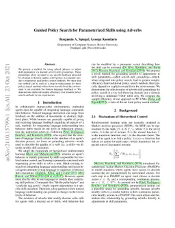 Guided Policy Search for Parameterized Skills using Adverbs