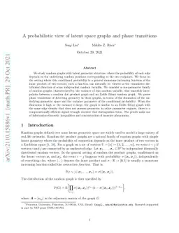 A probabilistic view of latent space graphs and phase transitions