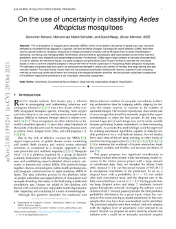 On the use of uncertainty in classifying Aedes Albopictus mosquitoes