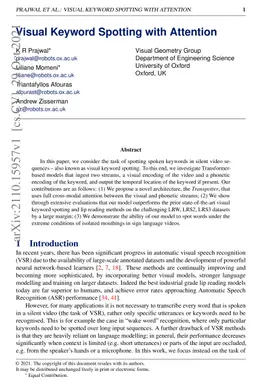 Visual Keyword Spotting with Attention