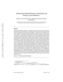 Gradient-Based Mixed Planning with Symbolic and Numeric Action
  Parameters