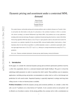 Dynamic pricing and assortment under a contextual MNL demand