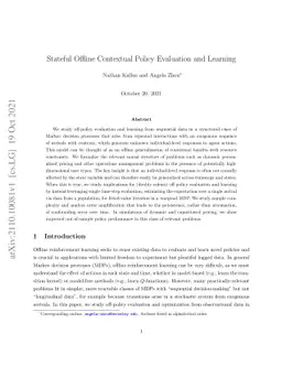 Stateful Offline Contextual Policy Evaluation and Learning