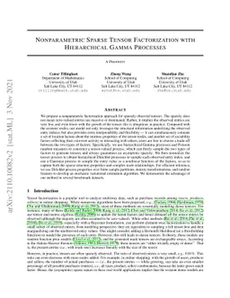 Nonparametric Sparse Tensor Factorization with Hierarchical Gamma
  Processes