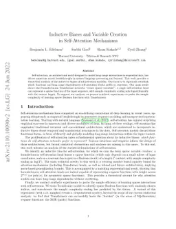 Inductive Biases and Variable Creation in Self-Attention Mechanisms