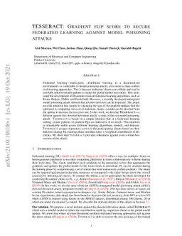 TESSERACT: Gradient Flip Score to Secure Federated Learning Against
  Model Poisoning Attacks