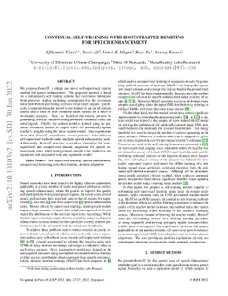 Continual self-training with bootstrapped remixing for speech
  enhancement