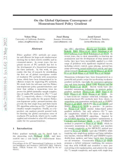 On the Global Optimum Convergence of Momentum-based Policy Gradient