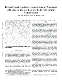 Beyond Exact Gradients: Convergence of Stochastic Soft-Max Policy
  Gradient Methods with Entropy Regularization