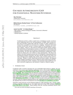 Chunked Autoregressive GAN for Conditional Waveform Synthesis