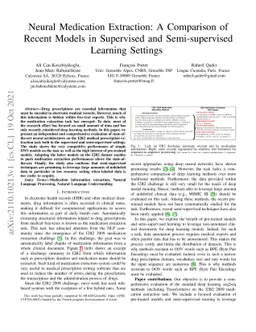 Neural Medication Extraction: A Comparison of Recent Models in
  Supervised and Semi-supervised Learning Settings