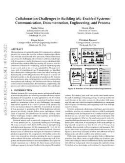 Collaboration Challenges in Building ML-Enabled Systems: Communication,
  Documentation, Engineering, and Process