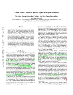 Fine-Grained Control of Artistic Styles in Image Generation