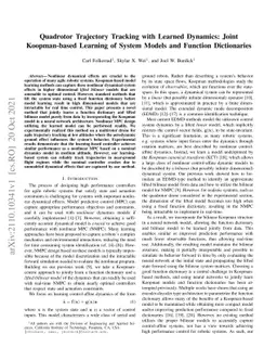 Quadrotor Trajectory Tracking with Learned Dynamics: Joint Koopman-based
  Learning of System Models and Function Dictionaries