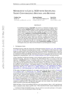 Minibatch vs Local SGD with Shuffling: Tight Convergence Bounds and
  Beyond