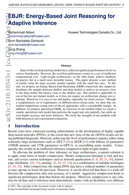 EBJR: Energy-Based Joint Reasoning for Adaptive Inference