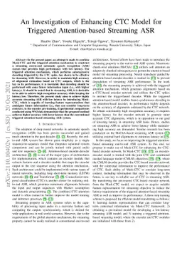 An Investigation of Enhancing CTC Model for Triggered Attention-based
  Streaming ASR