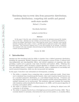 Simulating time-to-event data from parametric distributions, custom
  distributions, competing risk models and general multi-state models