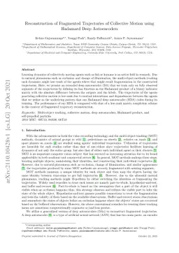 Reconstruction of Fragmented Trajectories of Collective Motion using
  Hadamard Deep Autoencoders