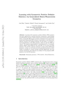 Learning with symmetric positive definite matrices via generalized
  Bures-Wasserstein geometry