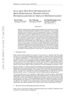 Scalable One-Pass Optimisation of High-Dimensional Weight-Update
  Hyperparameters by Implicit Differentiation