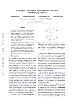 Multilingual Unsupervised Neural Machine Translation with Denoising
  Adapters