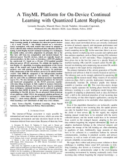 A TinyML Platform for On-Device Continual Learning with Quantized Latent
  Replays