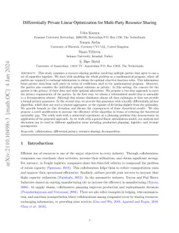 Differentially Private Linear Optimization for Multi-Party Resource
  Sharing